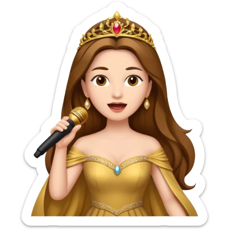 woman opera singer singing with long brown hair and golden dress sticker