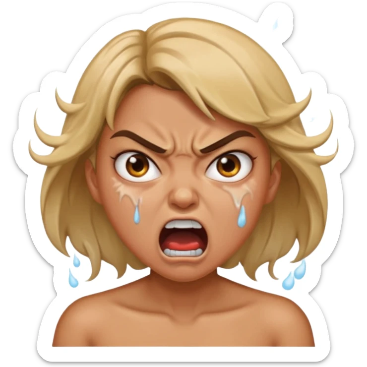 very angry and mad enraged fuming foaming at the mouth emoji really mad and sweating lots of detail girl  sticker