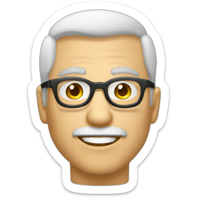 Viel homme blanc chauve avec lunettes rondes SANS moustache visage rond sticker