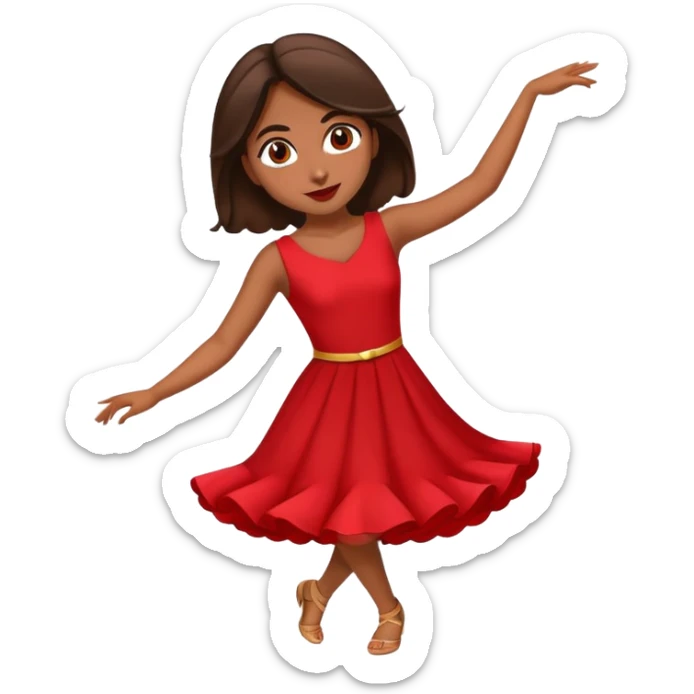 latina girl with red dress and big almond eyes dancing sticker