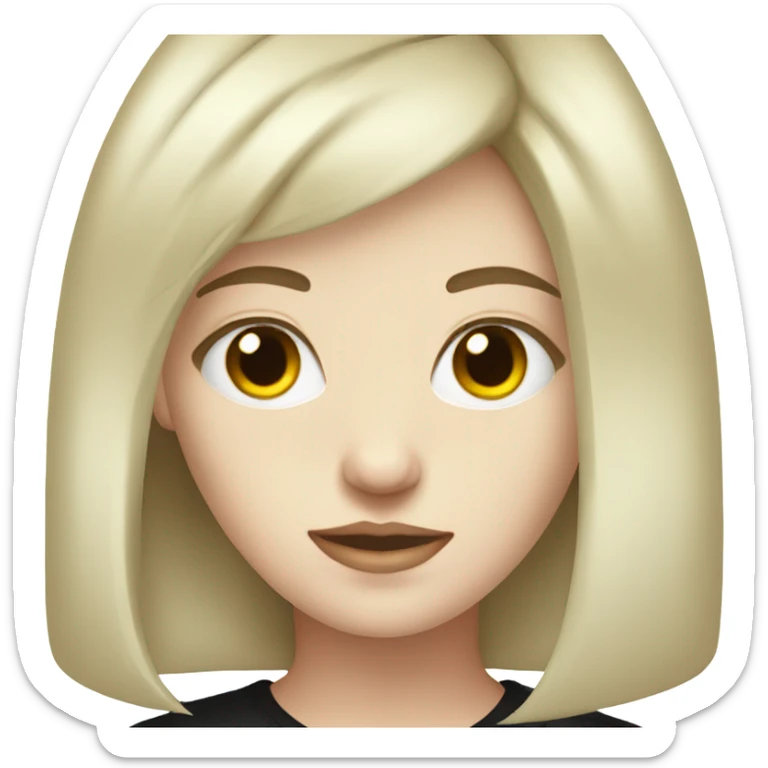 pale skin young woman with a black short hair shirt sticker