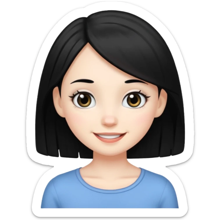 A white skin daughter with black hair and eyes. Skinny and cute sticker