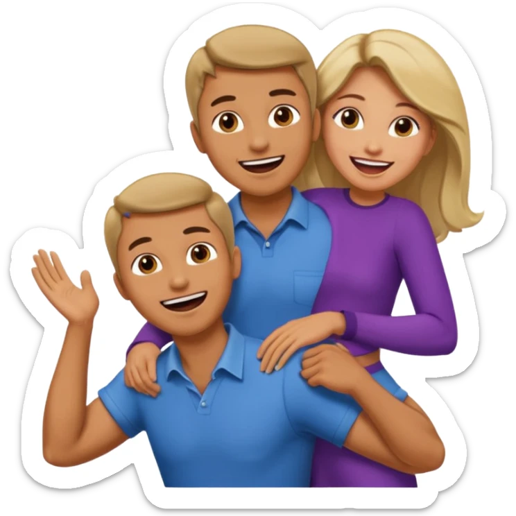 guy holding women up in the air on his waist women has mouth open  sticker