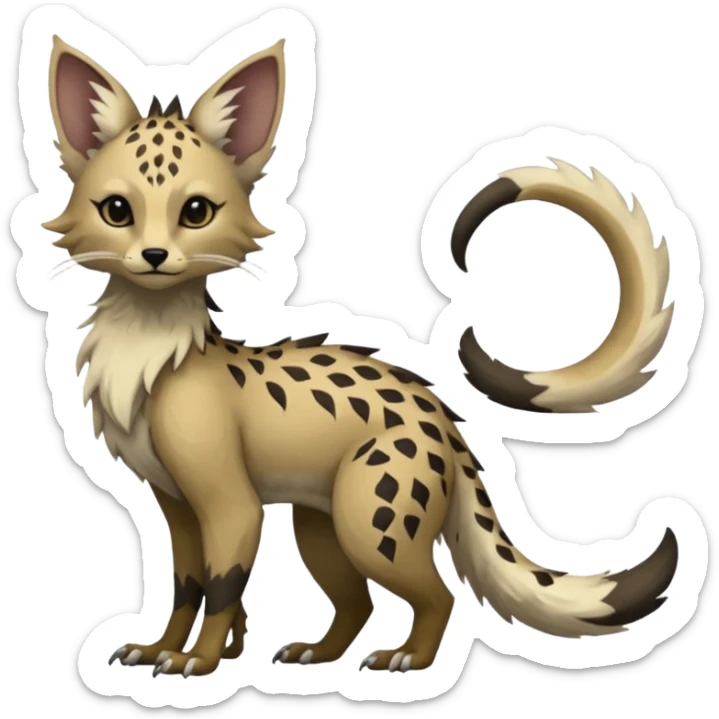 Feral Rare Fantasy Vernid-Trico-species by LiLaiRa, random markings, tufted tail, tufted ears, full body sticker
