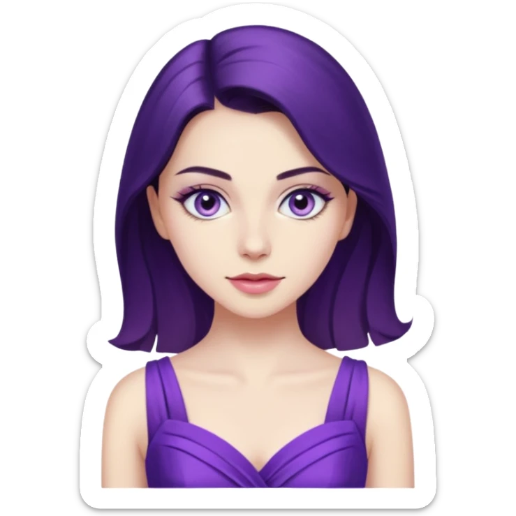 Demet özdemir as a character from game of thrones with lilac eyes and a purple dress. sticker