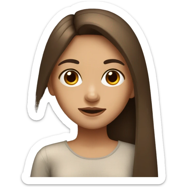 Portrait of a girl with long straight brown hair sticker