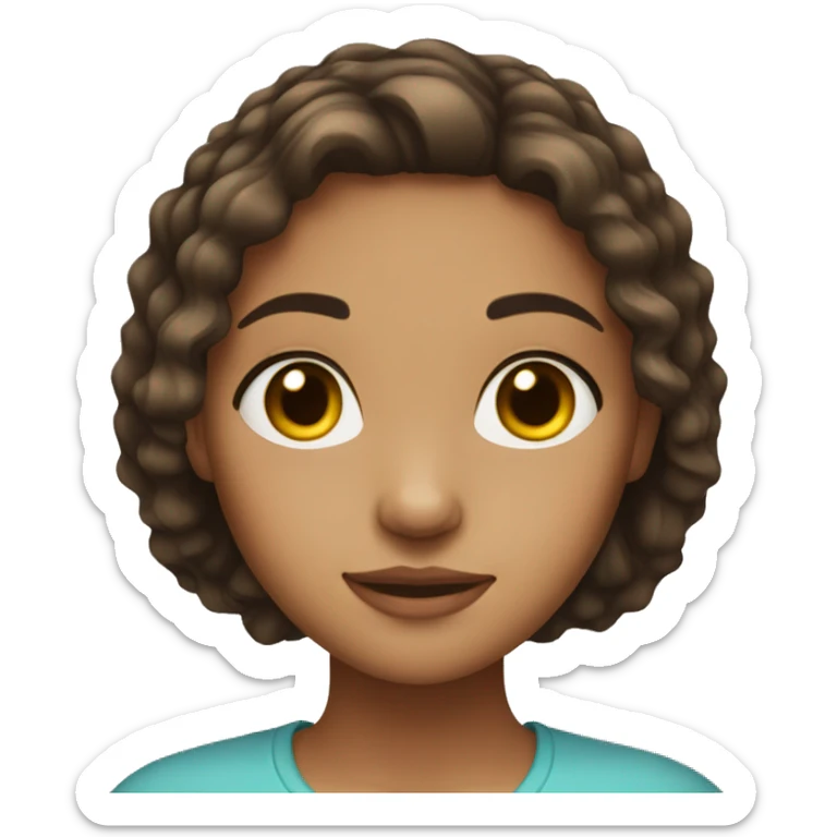 girl with brunette hair and brown eyes and with a little bit light skin sticker