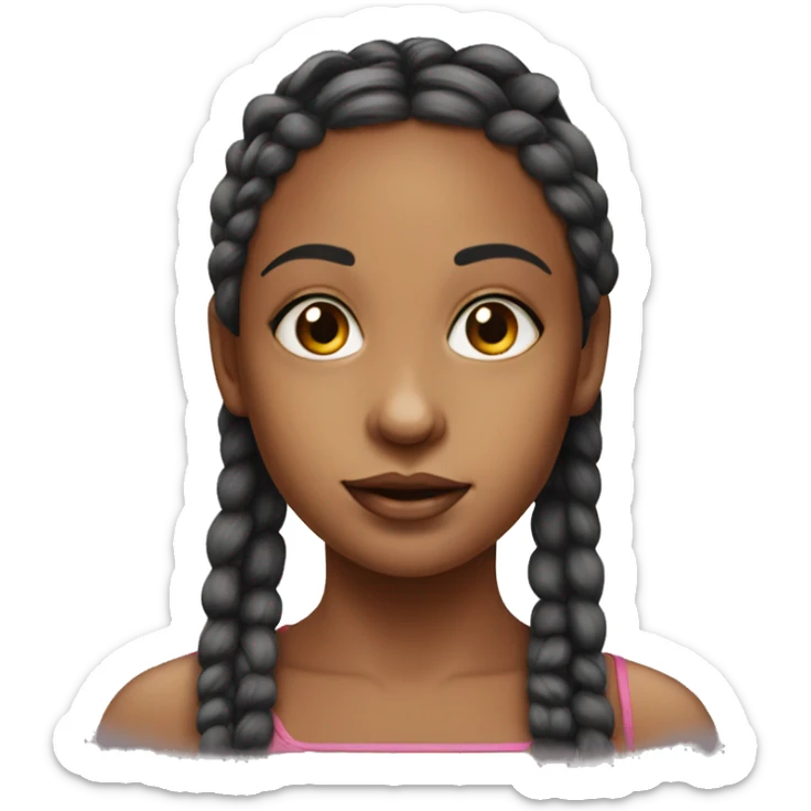realistic portrait of beautiful girl with braids  sticker
