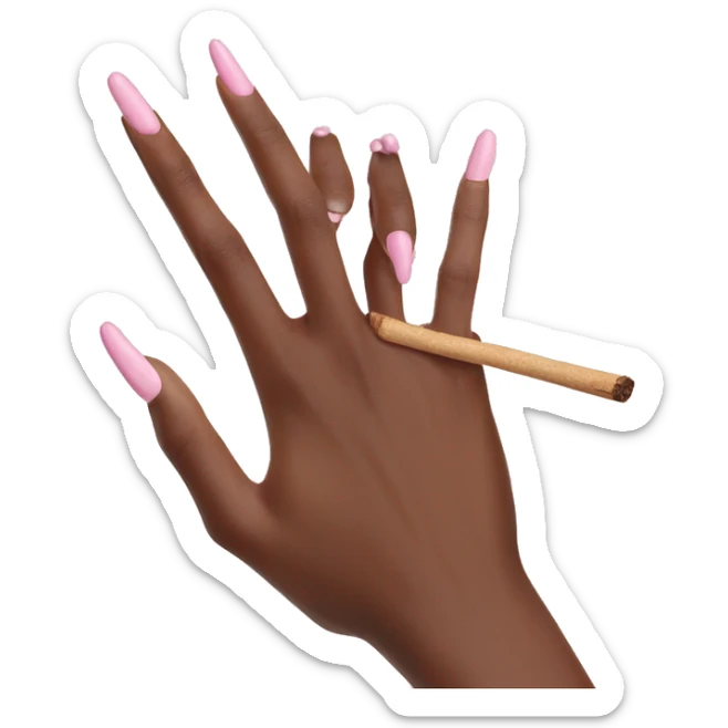 feminine pale hand with baby pink nails holding smoking palo santo realistic soft textures sticker