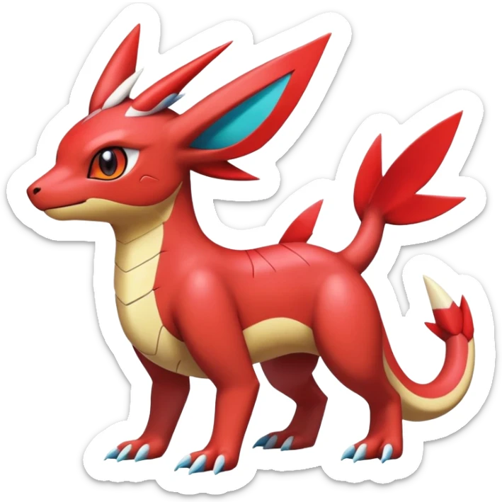  Cute Shiny Exotic Colorful Guilmon-Latias-Koraidon-Umbreon-Fakémon-hybrid-creature (full body)  sticker