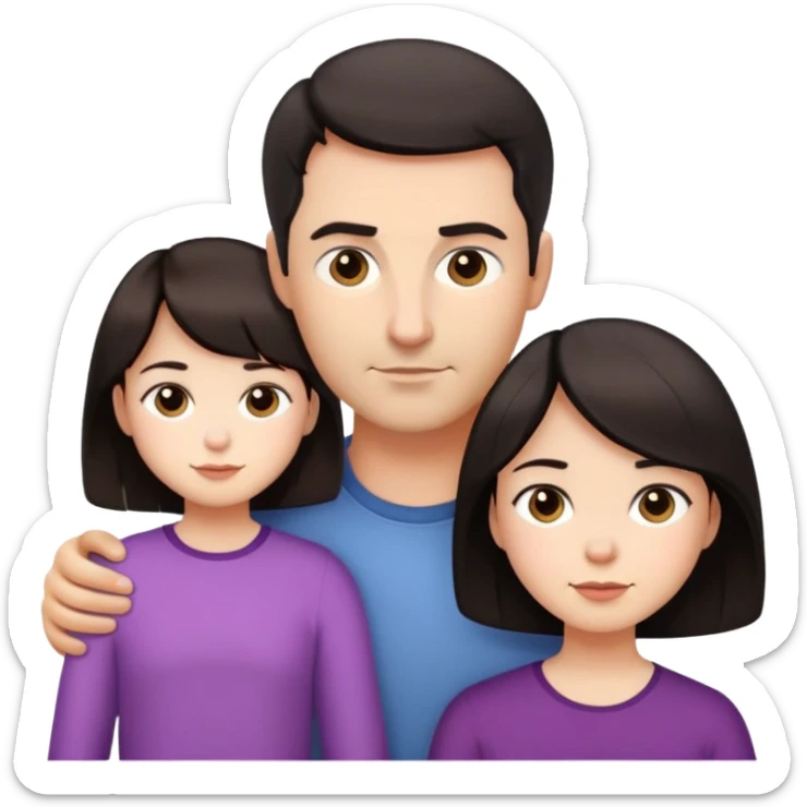 dad short dark hair mom short dark hair daughter light hair daughter dark hair europeans sticker