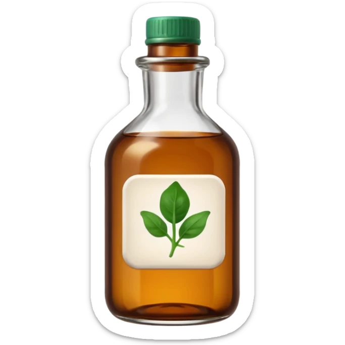 brown glass bottle of supplements with white label, black thin title K2 and small spinach emoji sticker