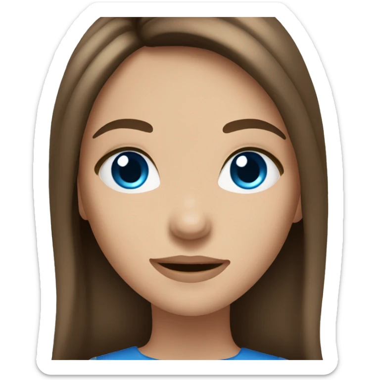 teenage girl with long brown hair and blue eyes sticker