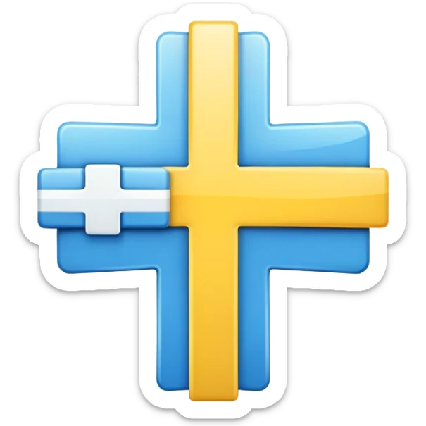 Healthcare symbol with medical cross and Ukrainian colors sticker