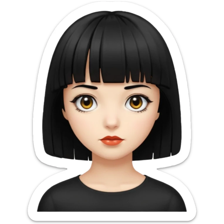 Blackeyes Girl with black bob hair and bang sticker