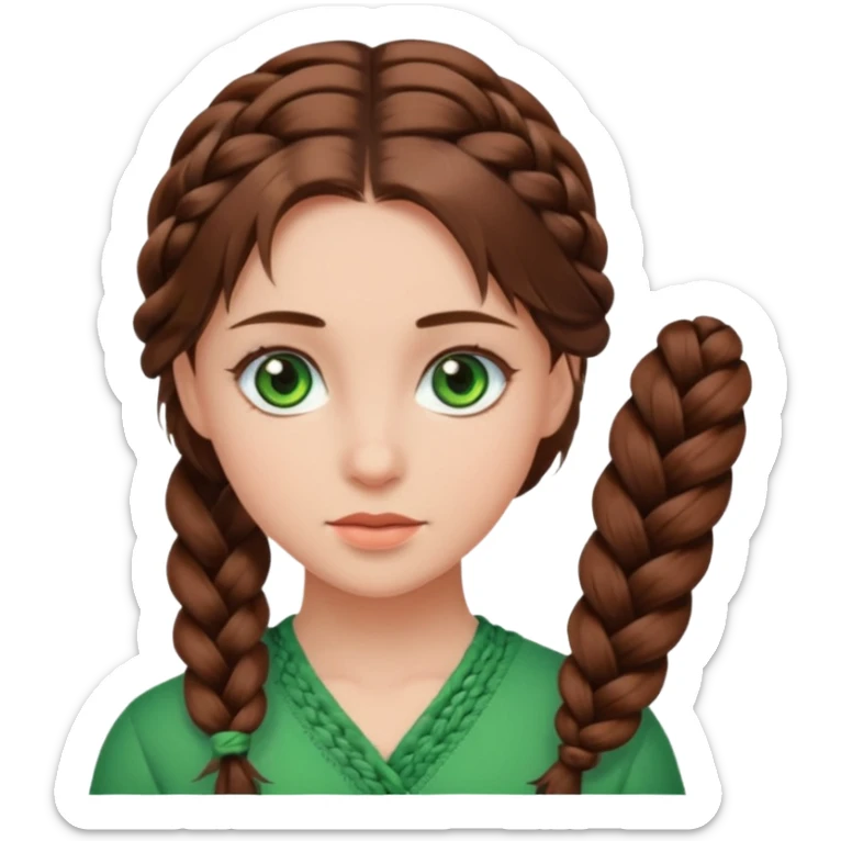 D’une fille au yeux vert avec les cheveux marron mode tresse collée et voilà  sticker