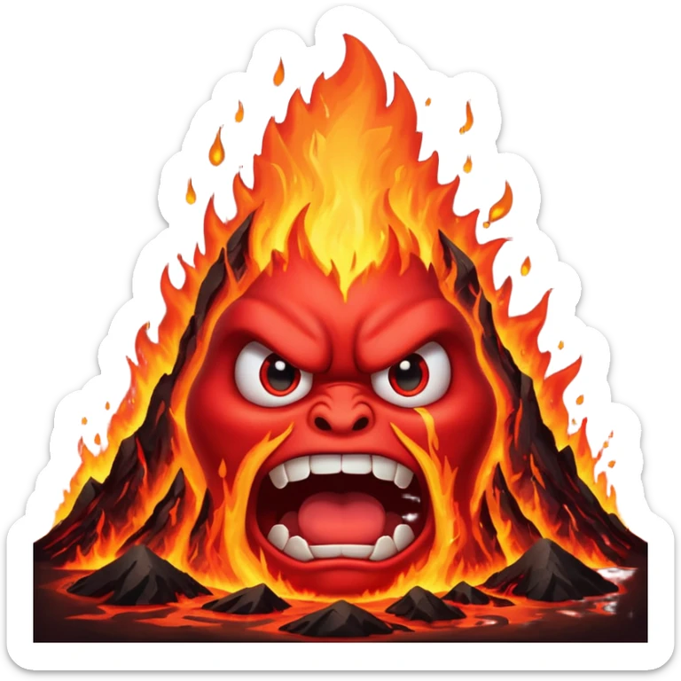 can i have an image of an angry volcano erupting with an angry fave sticker