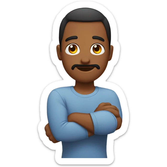 Emoji puts his head in his elbow and extends his other arm in the opposite direction sticker