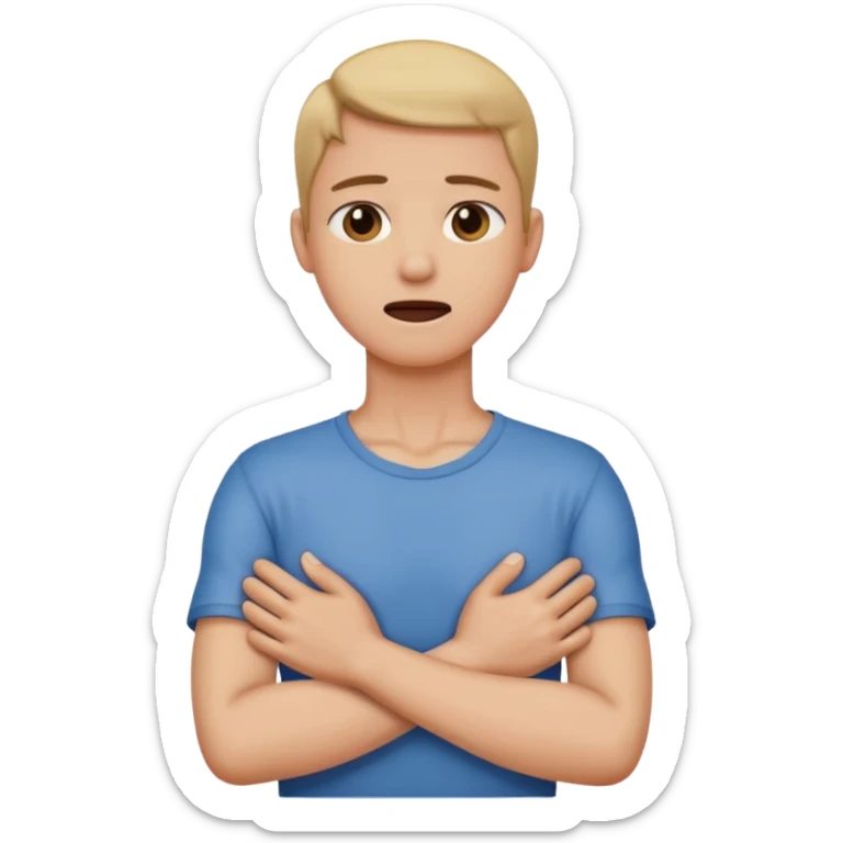 Person choking and crossing both arms to indicate they are choking holding their neck sticker