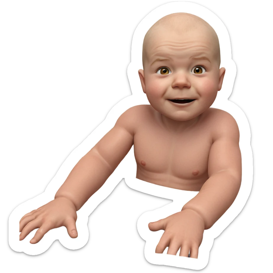 bald man in horror setting sticker