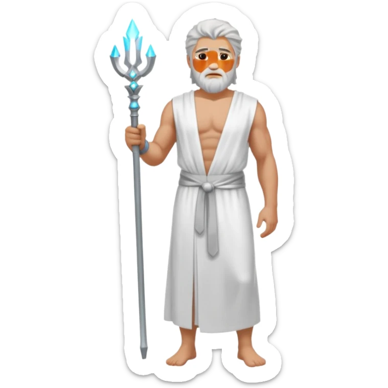 fullbody silverhair shirtless god ZEUS, white robe over shoulder, standing still sticker