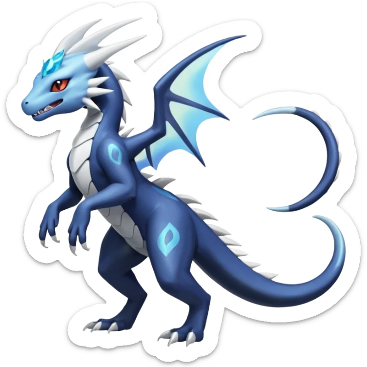 White iridescent Salandit-Kyurem-Absol-Shinx-fusion-hybrid, full body sticker