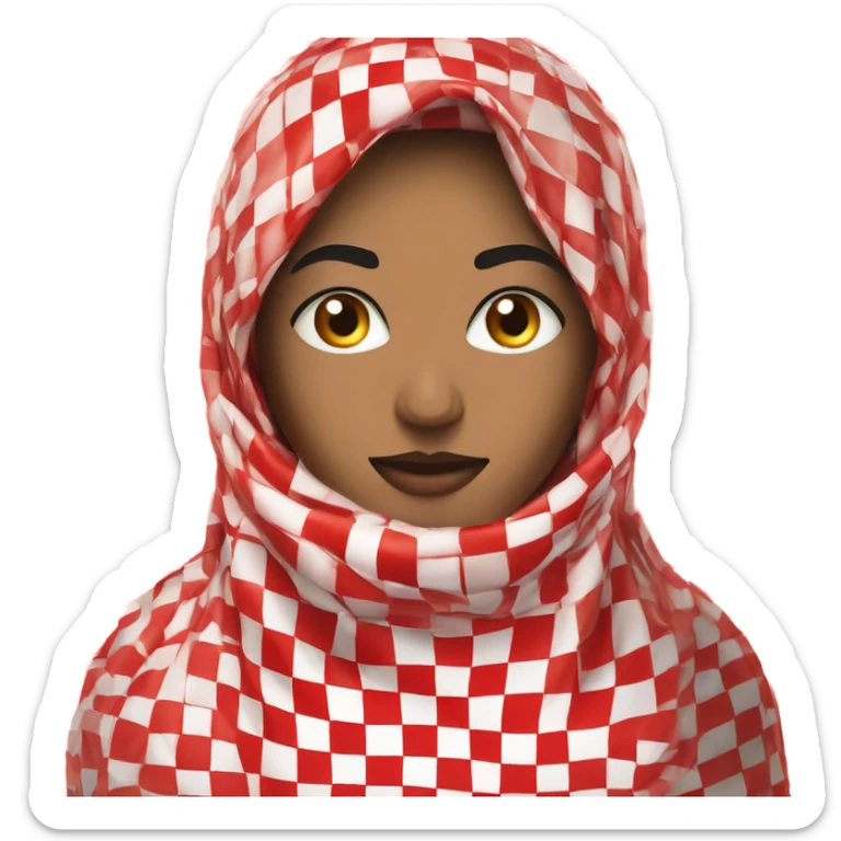 Woman wearing red and white checkered kuffiyeh covering mouth sticker