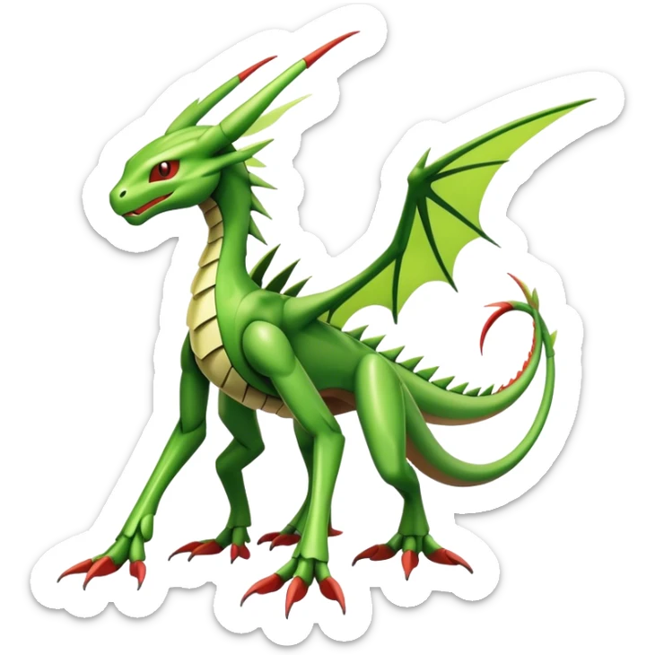  Cool Edgy Shiny Futuristic Ethereal Legendary Scyther-Flygon-Digimon-hybrid full body sticker