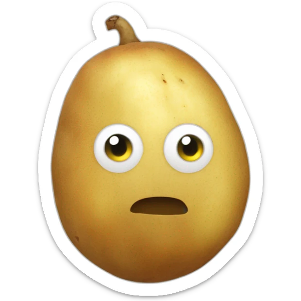 a potato look like a emoji with a text over the potato that says lurk sticker