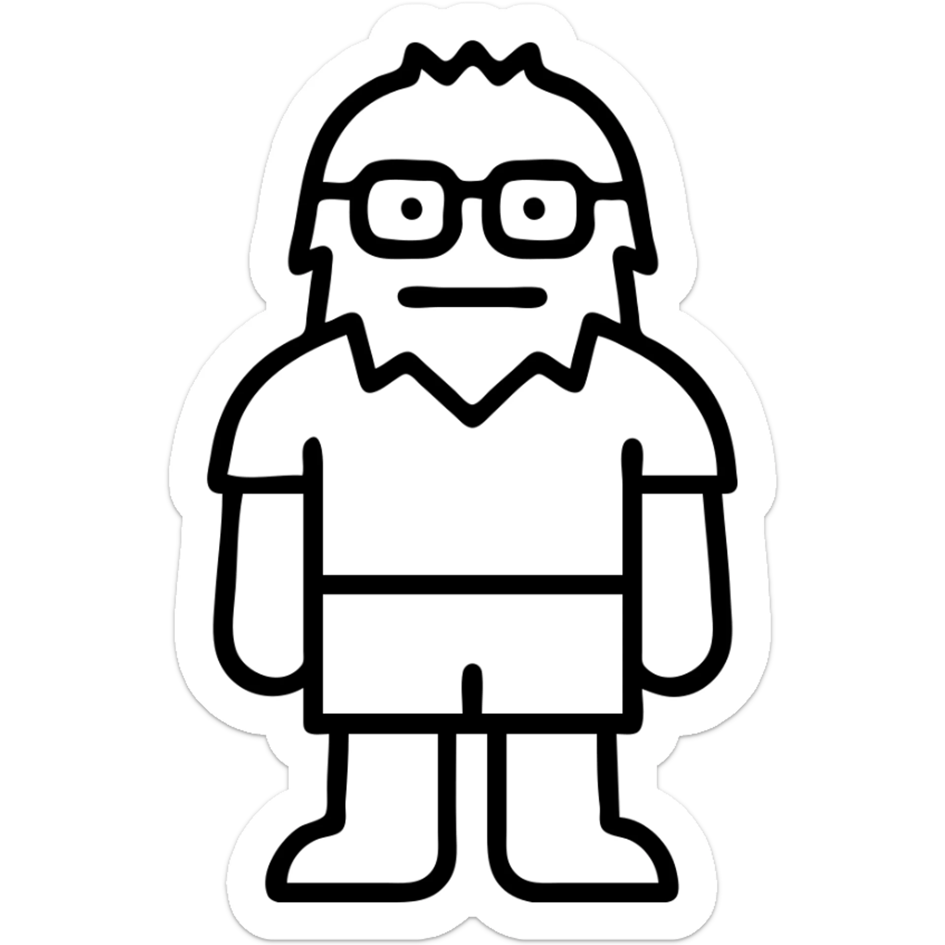 minimalist icon of a yeti wearing a red shirt, shorts, and glasses sticker