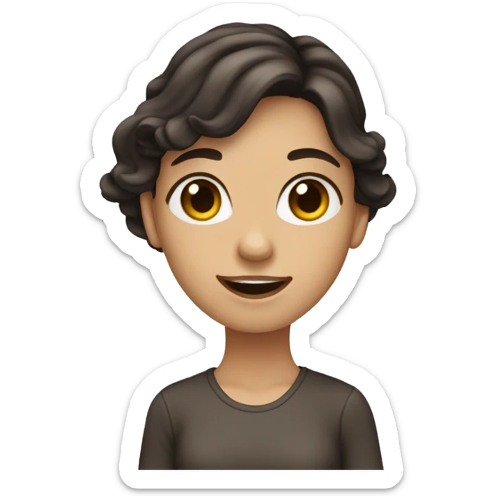 female waving with dark brown hair and brown eyes long wavy hair sticker