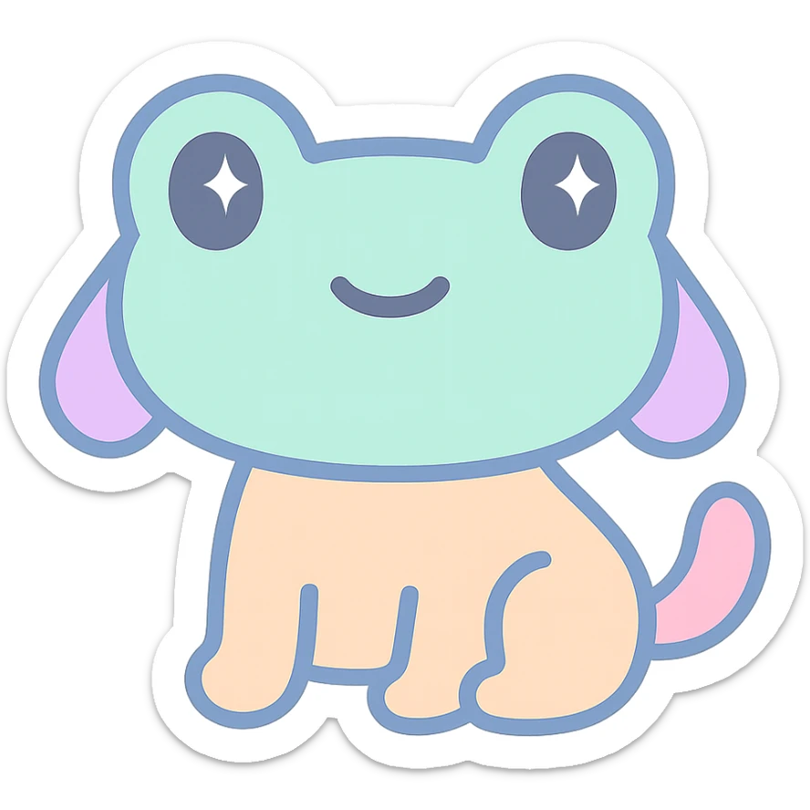 animal with dog body and frog face, kawaii style sticker