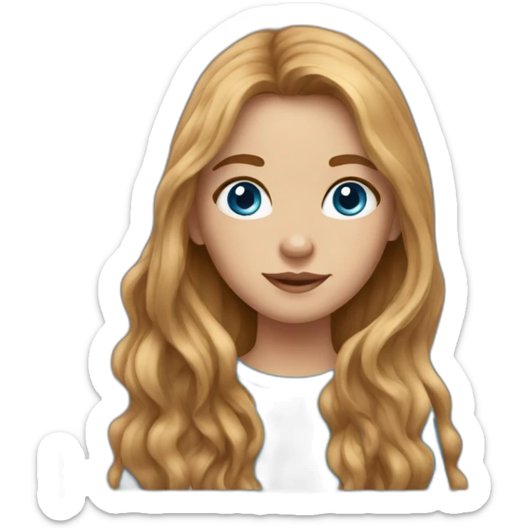 1 girl with light-brown long hair, blue eyes and freckles sticker