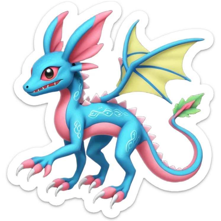 Spooky stitched colorful Salandit-Flygon-Sylveon-Umbreon-fusion-Pokémon-hybrid-creature  sticker