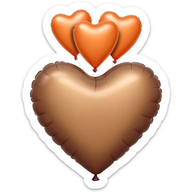 dark brown love letter in drak beige and dark orange metallic heart-shaped balloons sticker