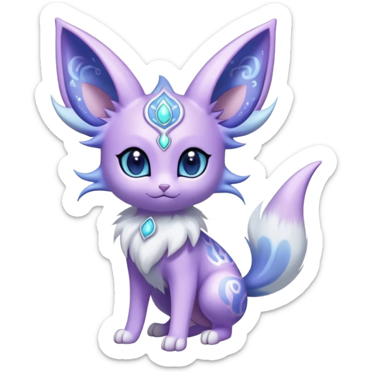 Shiny Exotic Cute Adorable Majestic Ethereal Sparkly Espeon-Meowstic-Hybrid-Creature with pattern-markings sticker