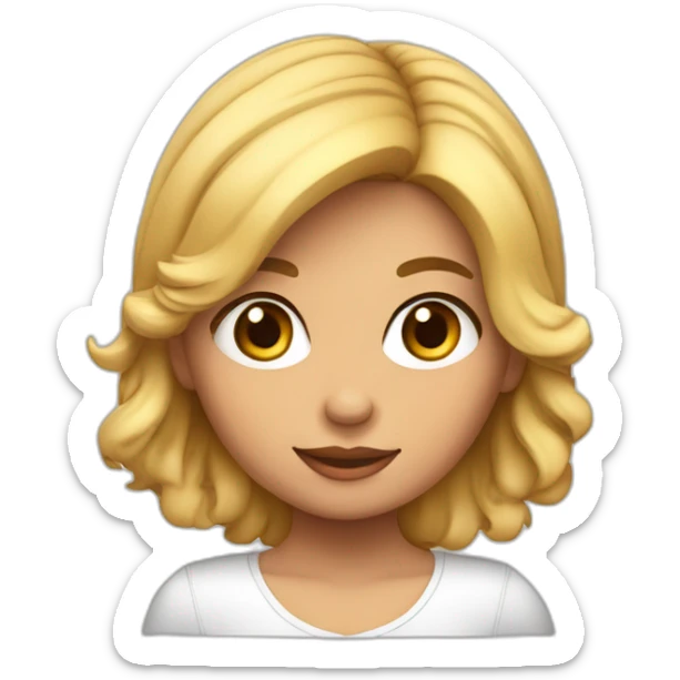 Niña de nariz friega con pelo ondulado de color de piel carton sticker