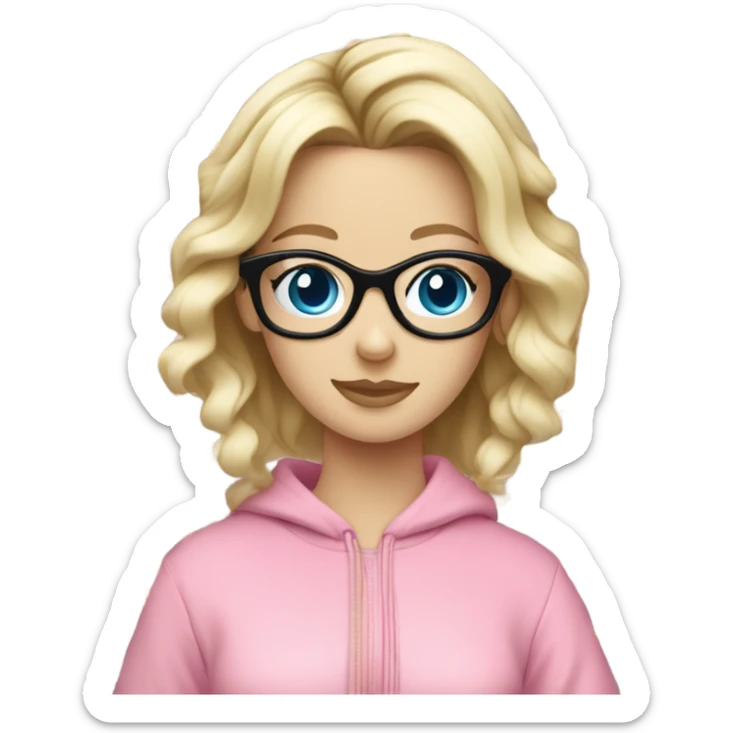 dancing-fair-haired-white-girl-pink-oversize-tracksuit-black-glasses-blue-eyes sticker