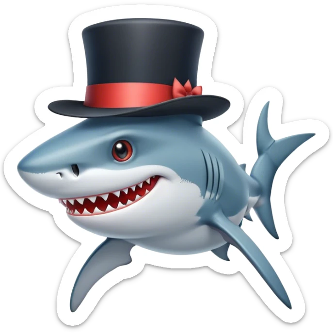 Shark with a top hat sticker