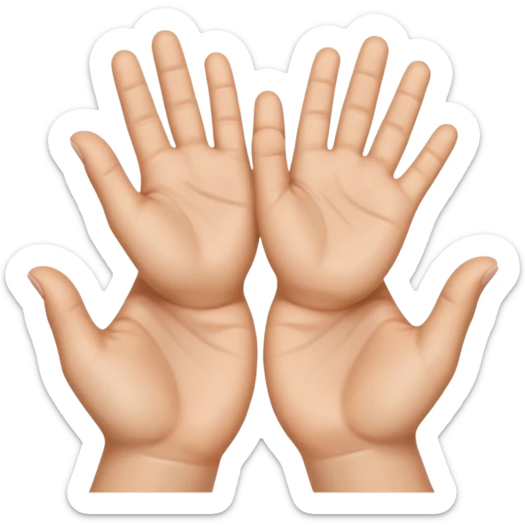 Emoji icon of open hands facing up, soft realistic skin texture, smooth shading, minimal details, centered composition sticker