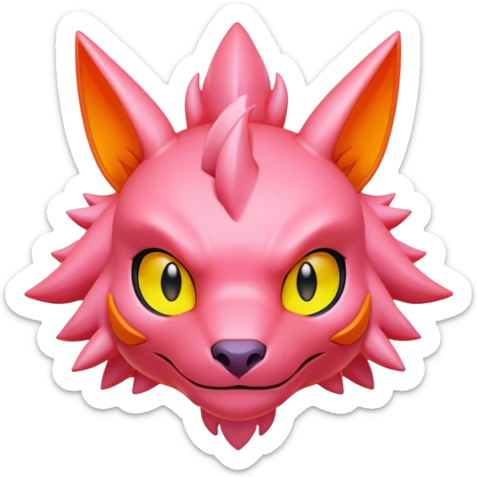  lush warm-colored neon-colored Digimon-Fionbri-creature sticker