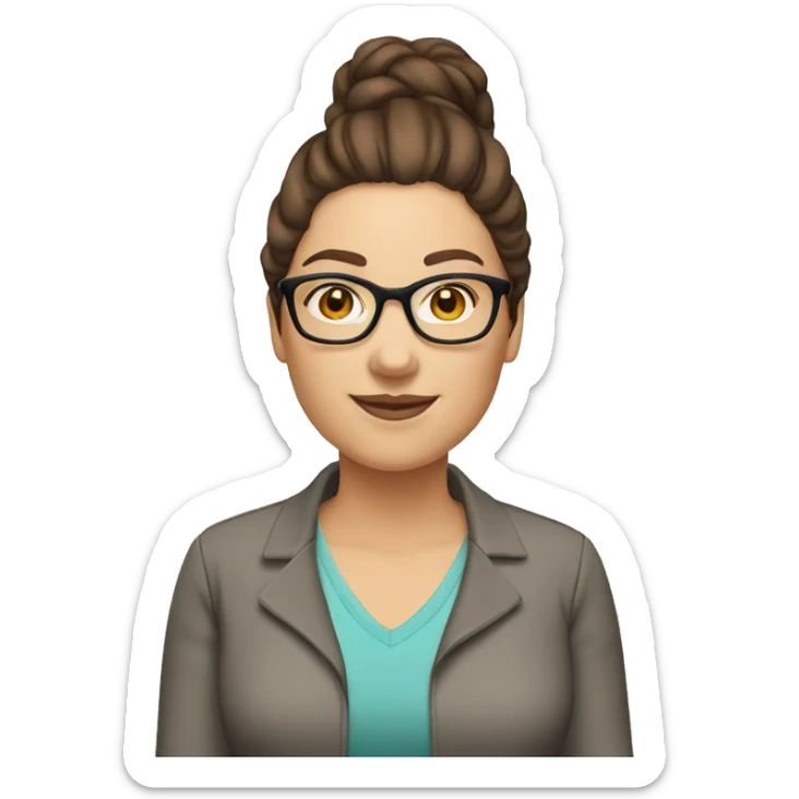 Caucasian-woman-long-straight-brown-hair-wearing-glasses-plus-size sticker