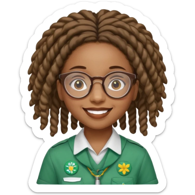 African American Girl Scout with glasses and locs sticker