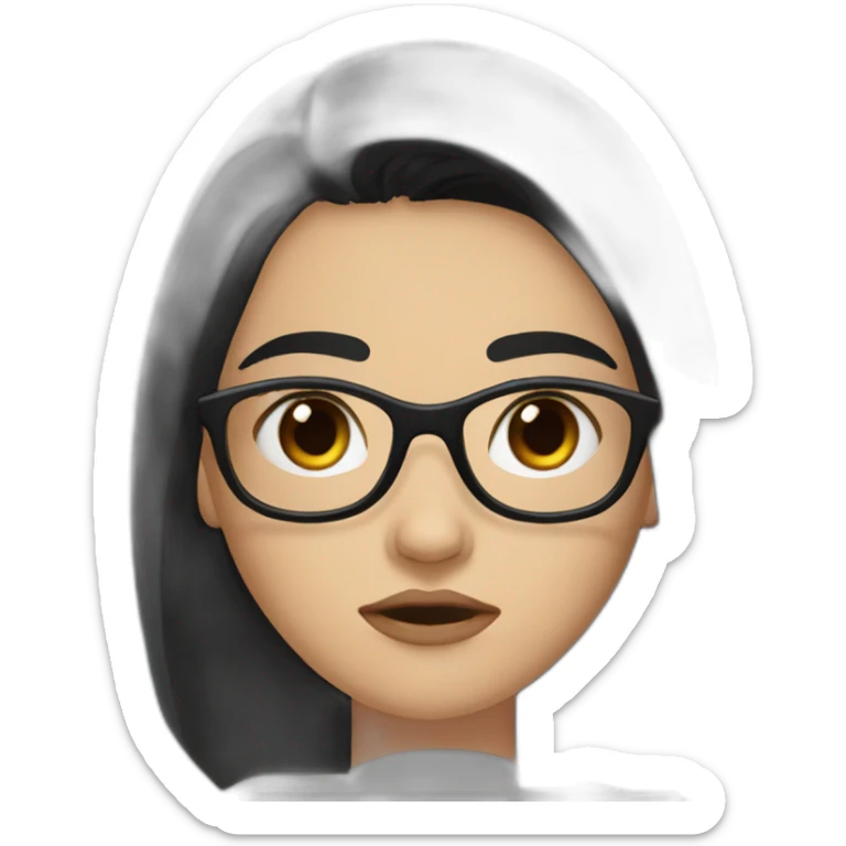 girl-glasses-anger-black straight hair-wirte skins-dark eyes-smal eyes sticker