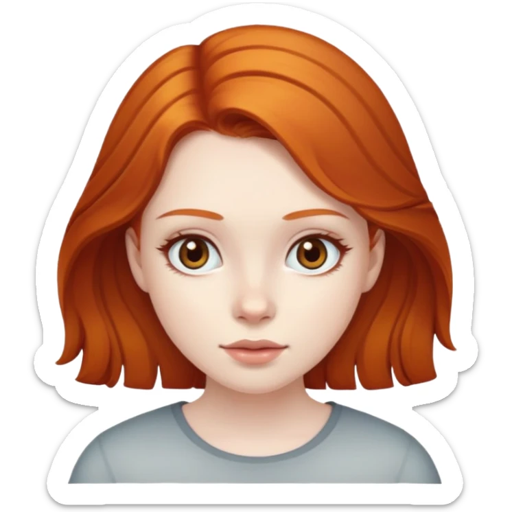 A girl with pale skin, dark brown eyes and ginger hair  sticker