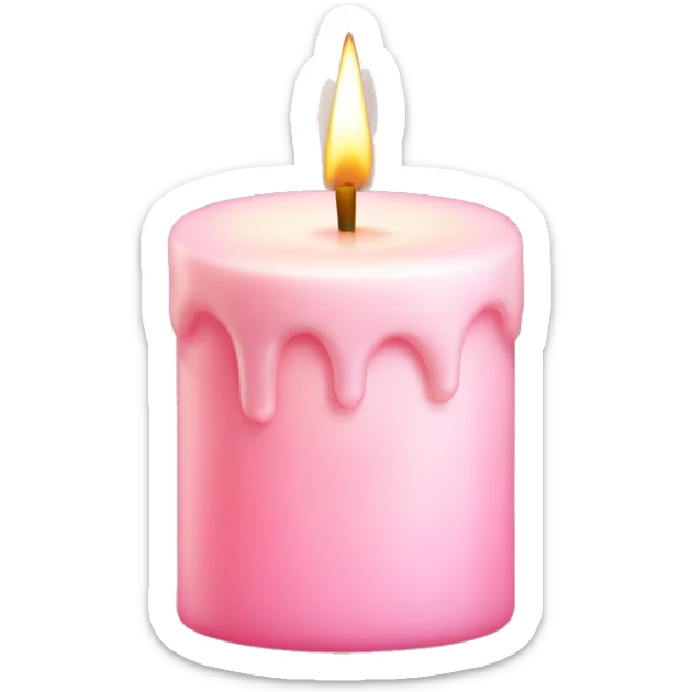 Pastel Pink Candle "A pastel pink candle with a glowing flame, surrounded by swirling sparkles and tiny floating heart-shaped lights." sticker
