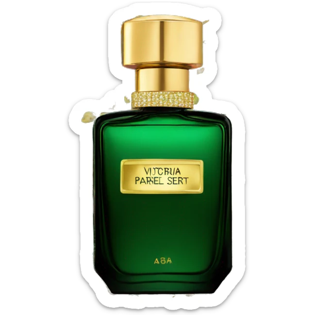 A dark green and gold Victoria Secret parfum sticker
