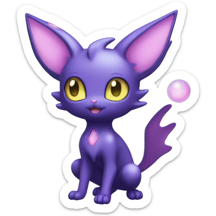 Shiny Cute Kawaii Ethereal Dark Noibat-Delcatty-Espeon-fusion-hybrid full body sticker