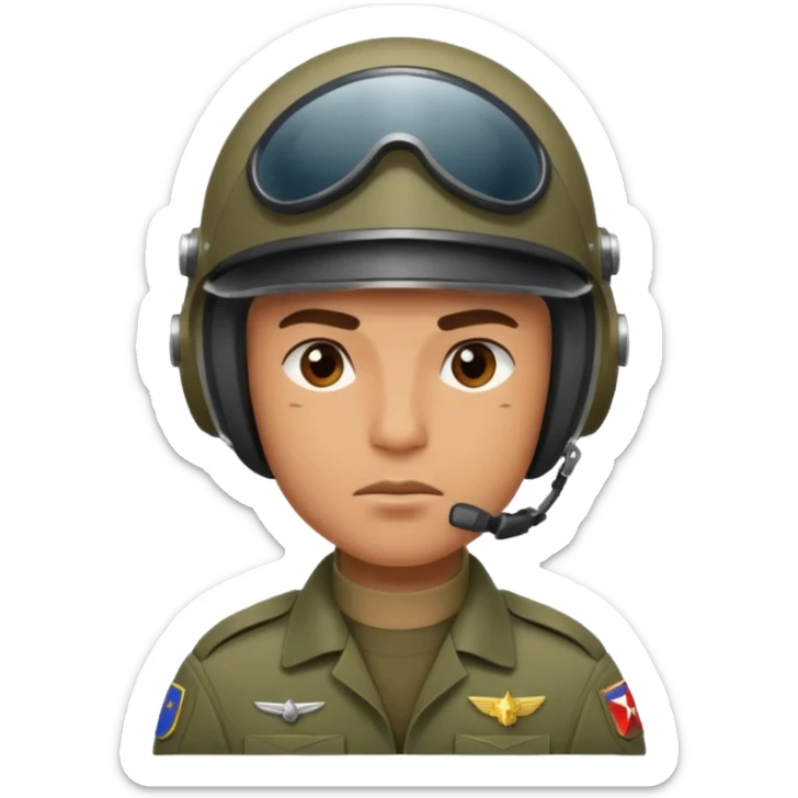 a brutal male military pilot in an aviation helmet and a modern uniform. maximum quality sticker