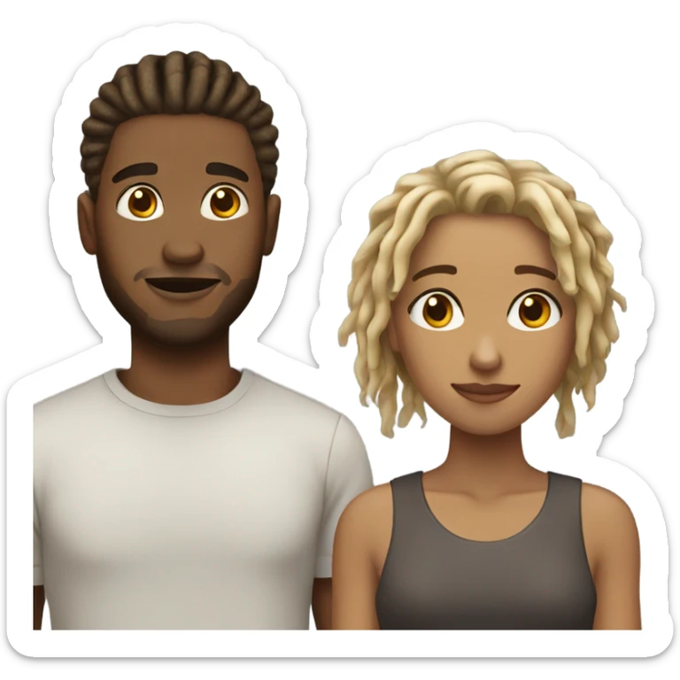 Light brown guy with dreads dark brown girl with short blonde haircut sticker